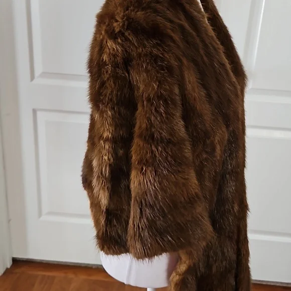 Exclusive Lynbrook Furs Brown Stole Cape Shrug Shawl Cover Up Fur Large Vintage - Picture 6 of 16